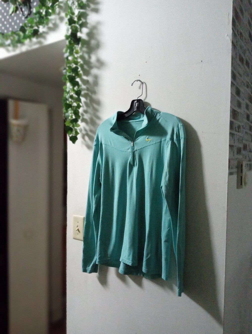 Nike Women's Mint Green Quarter-Zip Long Sleeve Top